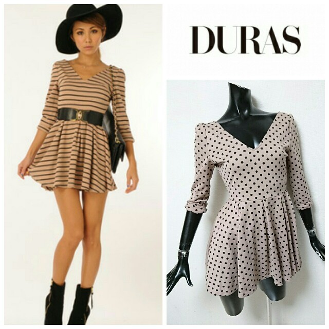 DURAS(デュラス)のDURAS*ドットペプラムワンピース レディースのワンピース(ミニワンピース)の商品写真