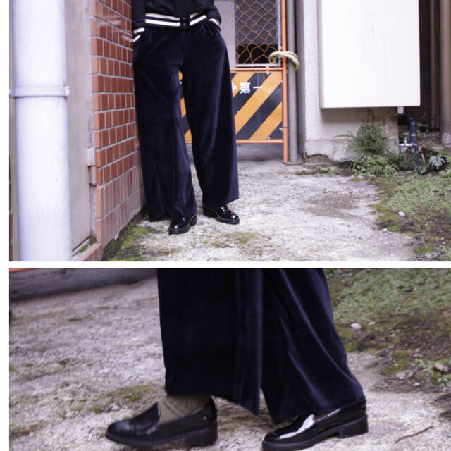 限定値下げ完売UNUSEDベロアパンツネイビー