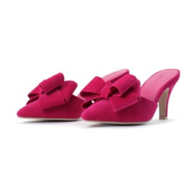Lily Brown(リリーブラウン)のリボンミュール リリーブラウン ピンク レディースの靴/シューズ(ミュール)の商品写真