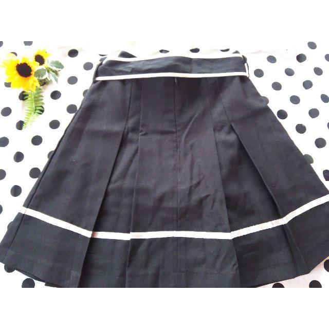 黒ベージュライン入りリボンベルト付きスカート レディースのスカート(ひざ丈スカート)の商品写真