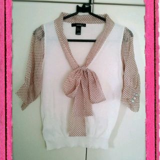 マンゴ(MANGO)のMANGO　半袖 ドット TOPS(Tシャツ(半袖/袖なし))