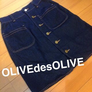 オリーブデオリーブ(OLIVEdesOLIVE)のOLIVE＊前ボタンデニムスカート送料込(ひざ丈スカート)