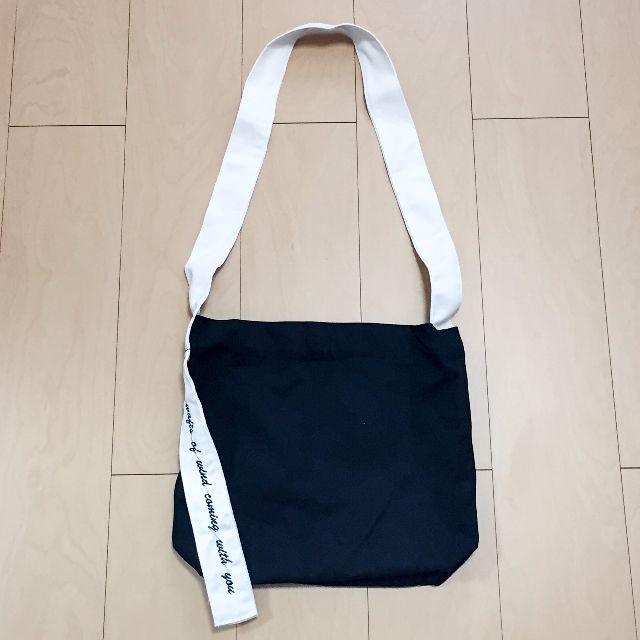 ロゴ刺繍 トートバッグ ショルダー ブラック 黒 レディースのバッグ(ショルダーバッグ)の商品写真
