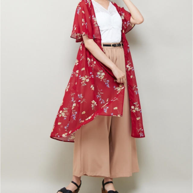 INGNI(イング)のINGNI 花柄シフォン半袖ガウン レディースのトップス(カーディガン)の商品写真