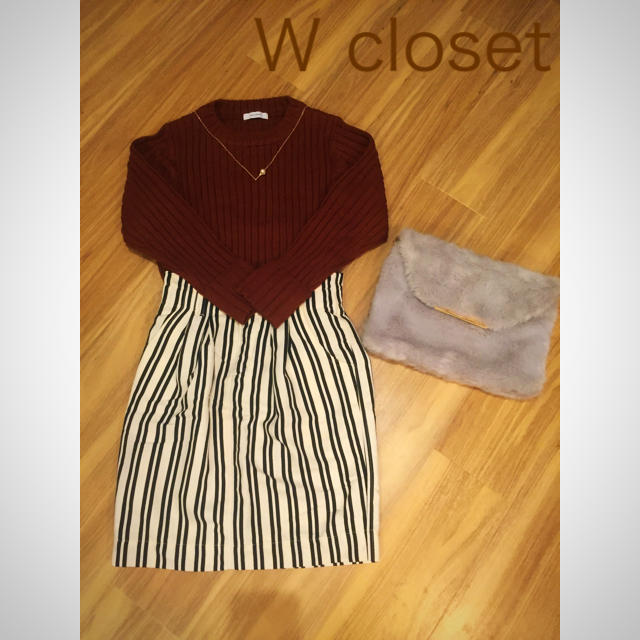 w closet(ダブルクローゼット)の【未使用】w closetストライプスカート レディースのスカート(ひざ丈スカート)の商品写真