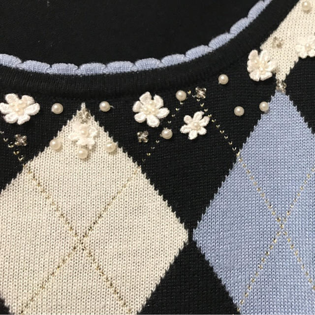 【送料込】お花の刺繍♡チェック柄のアンサンブル レディースのトップス(アンサンブル)の商品写真