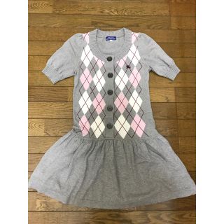 バーバリーブルーレーベル(BURBERRY BLUE LABEL)の【美品】バーバリー ブルーレーベル ニットワンピース アーガイル(ミニワンピース)