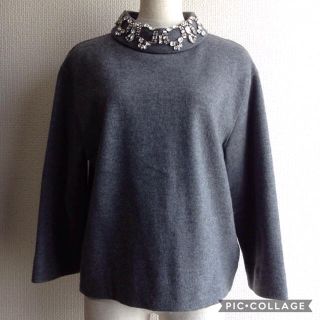 ルシェルブルー(LE CIEL BLEU)の美品♪ウール100%ビジューブラウス(シャツ/ブラウス(長袖/七分))