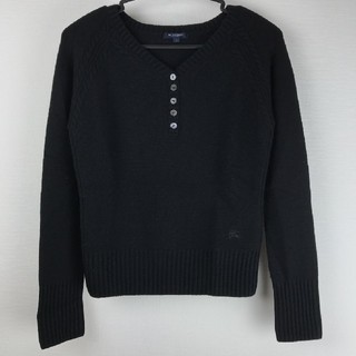 バーバリー(BURBERRY)の美品 BURBERRY London 長袖ヘンリーネックニット ブラックサイズ1(ニット/セーター)