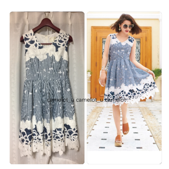 ひざ丈ワンピース Chesty - chesty Stripe Lace Onepiece