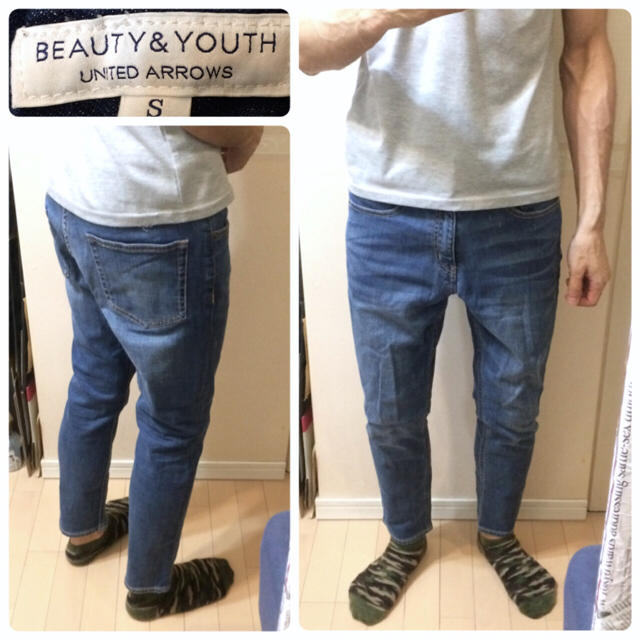 BEAUTY&YOUTH UNITED ARROWS(ビューティアンドユースユナイテッドアローズ)のBEAUTY&YOUTHテーパードデニムダメージジーンズストレッチデニム送料込 メンズのパンツ(デニム/ジーンズ)の商品写真