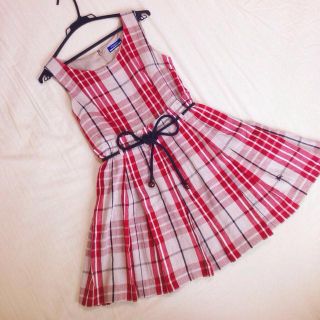 バーバリー(BURBERRY)のブルレ＊チェックリボンワンピ(ひざ丈ワンピース)