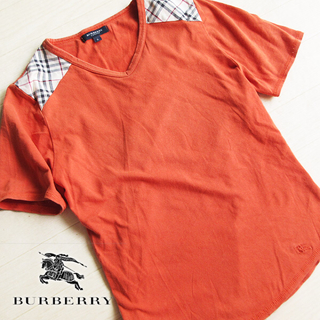 バーバリー(BURBERRY)の美品 Sサイズ バーバリーロンドン 半袖Tシャツ オレンジ(Tシャツ(半袖/袖なし))
