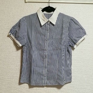 青ストライプシャツ(シャツ/ブラウス(半袖/袖なし))