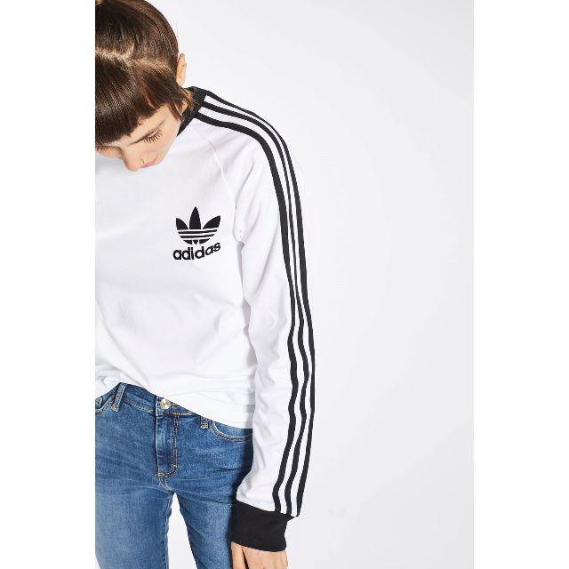 adidas(アディダス)の★adidas★3ストライプス ロング スリーブ Tシャツホワイト 【S～M】 レディースのトップス(Tシャツ(長袖/七分))の商品写真