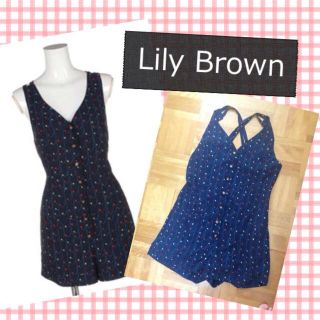 リリーブラウン(Lily Brown)のLily Brown ハート柄ロンパース(オールインワン)