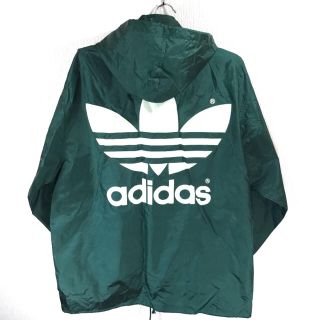 アディダス(adidas)の美品 90s！ビッグトレフォイル！ アディダス デサント アノラック M L 緑(ナイロンジャケット)