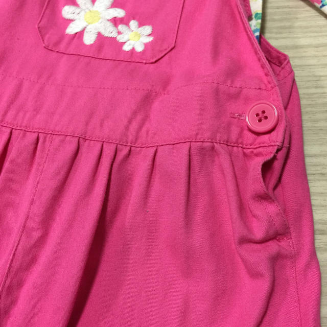PLACE ピンクのオーバーオール セット キッズ/ベビー/マタニティのベビー服(~85cm)(パンツ)の商品写真