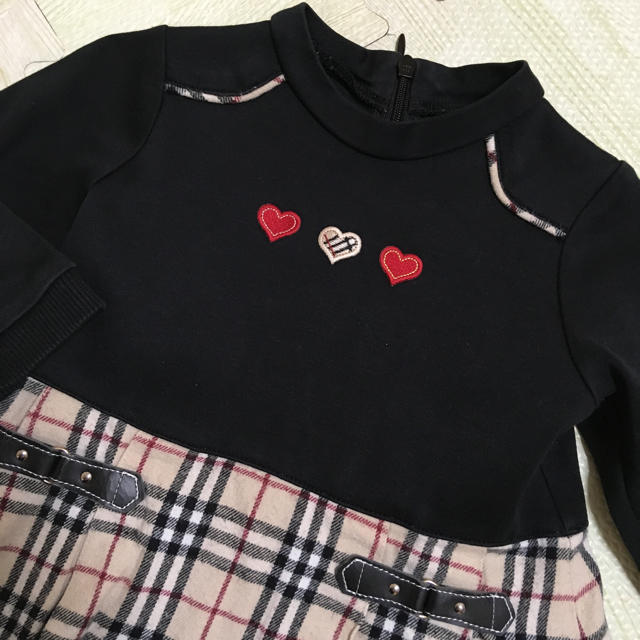 BURBERRY(バーバリー)のバーバリー 80 黒×チェック ワンピース パンツ キッズ/ベビー/マタニティのベビー服(~85cm)(ワンピース)の商品写真