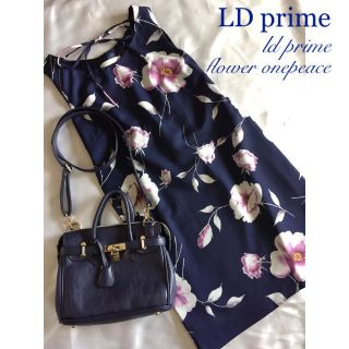 エルディープライム(LD prime)の◆新品◆LD prime◆ 花柄♡ノースリーブワンピース ◆sizeL◆ネイビー(ひざ丈ワンピース)