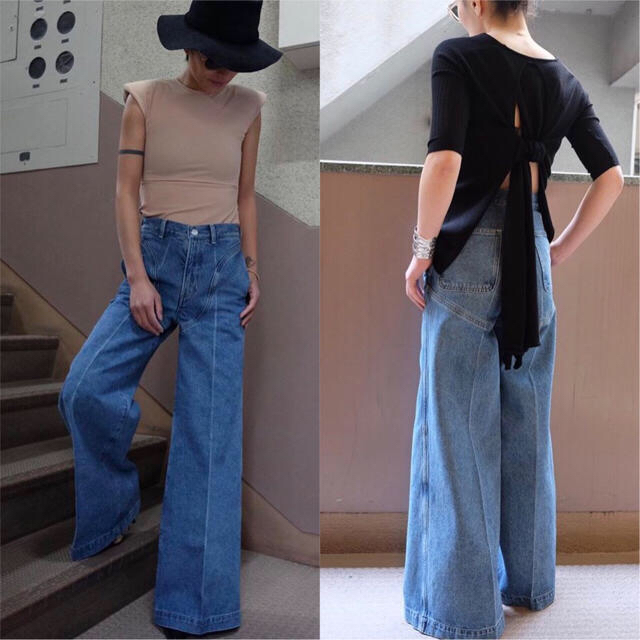 FUMIKA UCHIDA DENIM CHAPS LINE PANTS 36