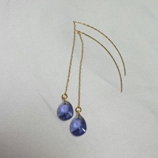 スワロフスキー(SWAROVSKI)のハンドメイド　スワロフスキーアメリカンピアス　パープル(ピアス)