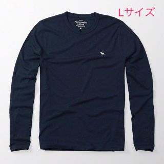 アバクロンビーアンドフィッチ(Abercrombie&Fitch)の★Abercrombie 【L】メンズ クールネックワンポイント長袖Tシャツ 紺(Tシャツ/カットソー(七分/長袖))