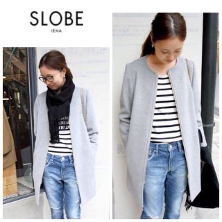 スローブイエナ(SLOBE IENA)のSLOBE IENA 2015AW 未使用 ノーカラーZIPコート(ロングコート)