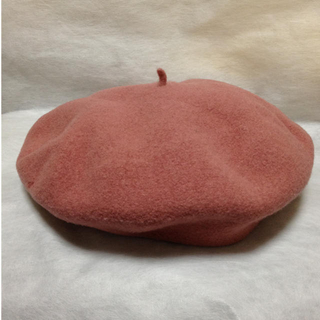 ウール100% ピンクベレー帽(ハンチング/ベレー帽)