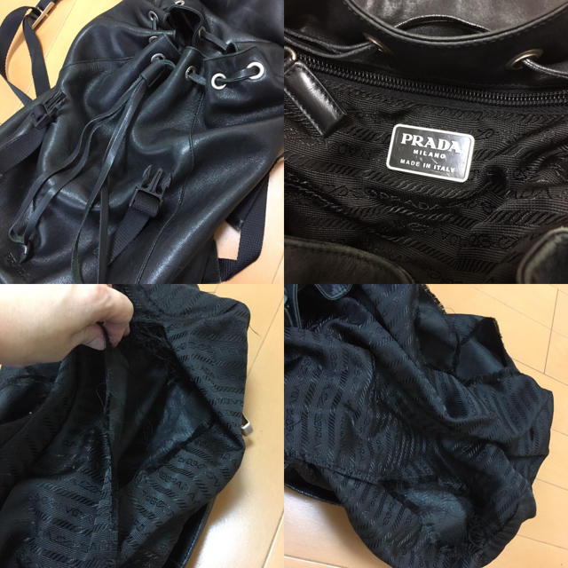 PRADA(プラダ)の確実正規品  PRADA レザーリュック 難あり レディースのバッグ(リュック/バックパック)の商品写真