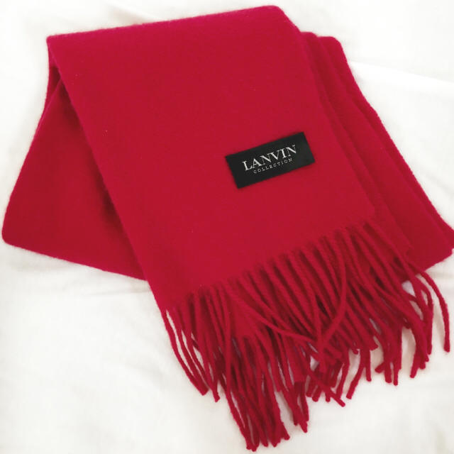 LANVIN(ランバン)のランバン カシミヤ100% マフラー 赤 レディースのファッション小物(マフラー/ショール)の商品写真