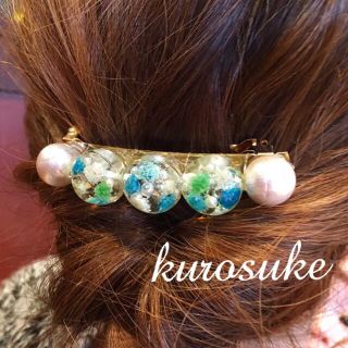 かすみ草バレッタ❤︎ブルー(ヘアアクセサリー)