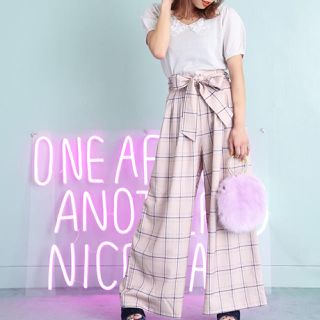 ナイスクラップ(NICE CLAUP)のチェックワイドパンツ(カジュアルパンツ)