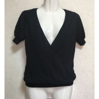 プロポーションボディドレッシング(PROPORTION BODY DRESSING)のプロポーションボディドレッシング黒カシュクール半袖ニットブラック３(ニット/セーター)