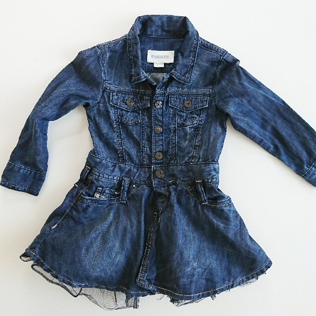 DIESEL(ディーゼル)のDIESELbabyチュール付きデニムワンピース キッズ/ベビー/マタニティのベビー服(~85cm)(ワンピース)の商品写真