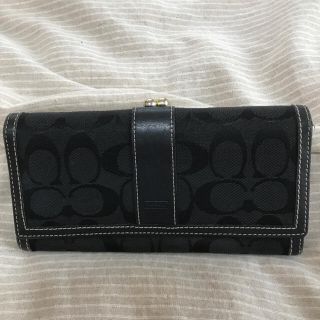 コーチ(COACH)の売約済☆COACH☆シグネチャー黒がま口長財布(財布)