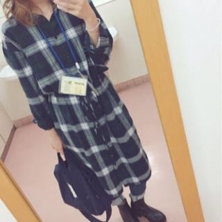 ユニクロ(UNIQLO)の【UNIQLO】チェックシャツワンピース(ひざ丈ワンピース)