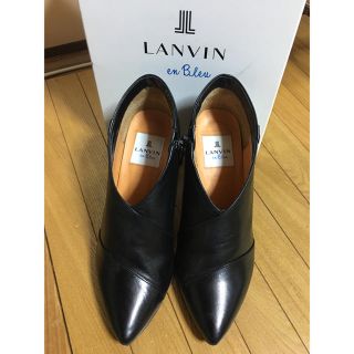 ランバンオンブルー(LANVIN en Bleu)のLANVIN en Bleu ランバン ブラック 23cm ブーツ ヒール 美品(ブーツ)