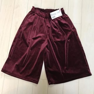 ユニクロ(UNIQLO)のユニクロ 新商品 kids120 ベロアパンツ ガウチョ♡ワイドパンツ ボルドー(パンツ/スパッツ)