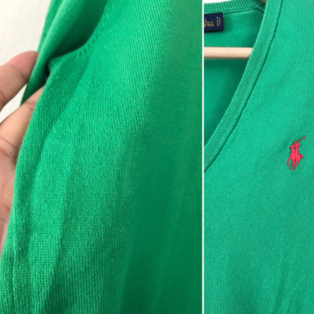 POLO RALPH LAUREN(ポロラルフローレン)のPOLO RALPH LAUREN 大きいサイズ L コットンVネックニット レディースのトップス(ニット/セーター)の商品写真