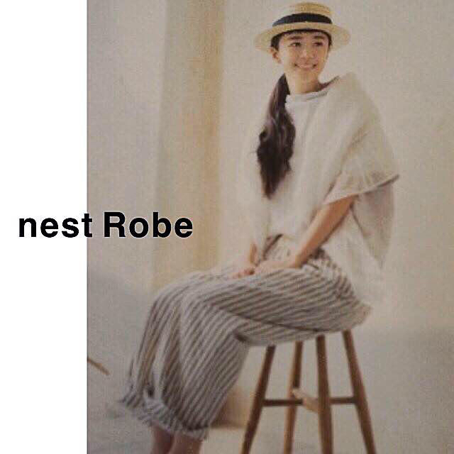 nest Robe(ネストローブ)のネストローブ（nest robe）コットンリネン ストライプパンツ レディースのパンツ(カジュアルパンツ)の商品写真
