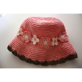 ニットプランナー(KP)の未使用☆　KP🎀お花の帽子 ピンク 52cm　ストローハット(帽子)