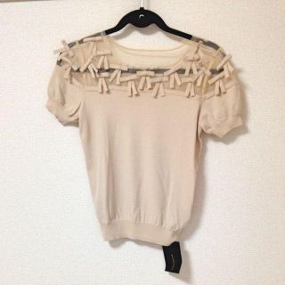 ダブルスタンダードクロージング(DOUBLE STANDARD CLOTHING)のダル糸天竺リボン半袖ニット(カットソー(半袖/袖なし))