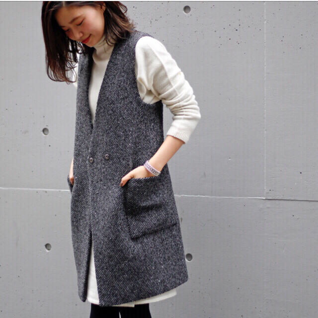 IENA《追加》IENA×Naoko TsujiモノトーンTweed ロングジレ