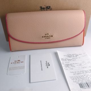 コーチ(COACH)のCOACH コーチ タグ付き★エンベロープヌード　ピンク　 長財布　新品(財布)