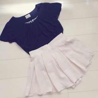 トッコ(tocco)のセット♡ネイビービジューブラウス♡チェックキュロット♡tocco♡(セット/コーデ)