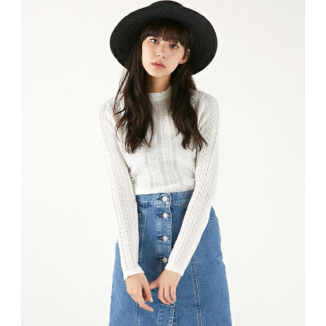 moussy(マウジー)のMOUSSY LACEY KNIT HIGH NECK TOP レディースのトップス(カットソー(長袖/七分))の商品写真