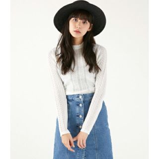 マウジー(moussy)のMOUSSY LACEY KNIT HIGH NECK TOP(カットソー(長袖/七分))