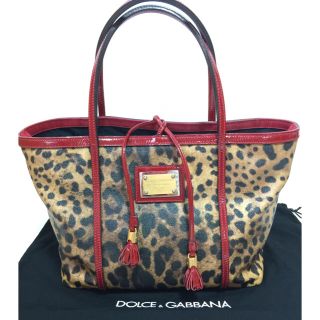 ドルチェアンドガッバーナ(DOLCE&GABBANA)の美品 希少【正規品DOLCE&GABBANA】トートバッグ レオパード 赤 (トートバッグ)