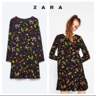 ザラ(ZARA)の【新品未使用】花柄ワンピース(ひざ丈ワンピース)